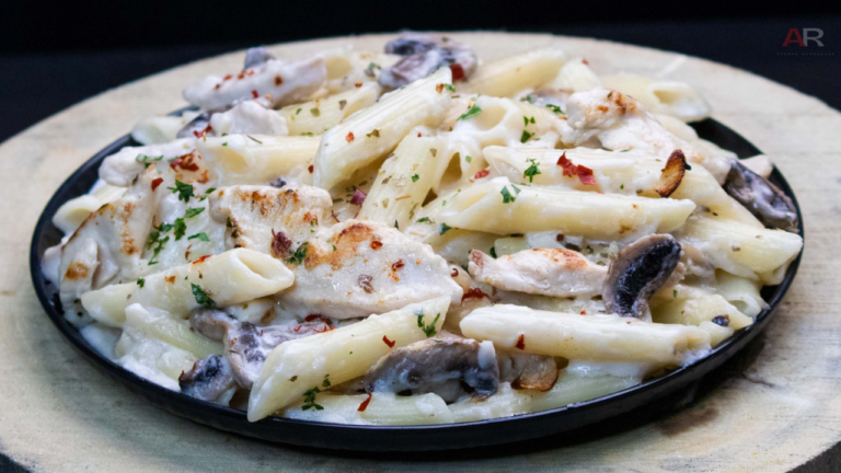 Chicken Pasta and Mushroom White Sauce Pasta